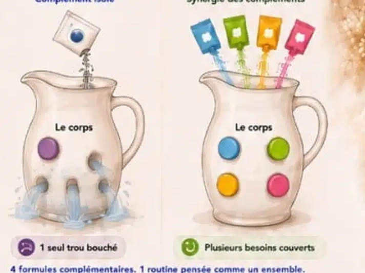 Illustration : complément isolé et synergie des quatre formules